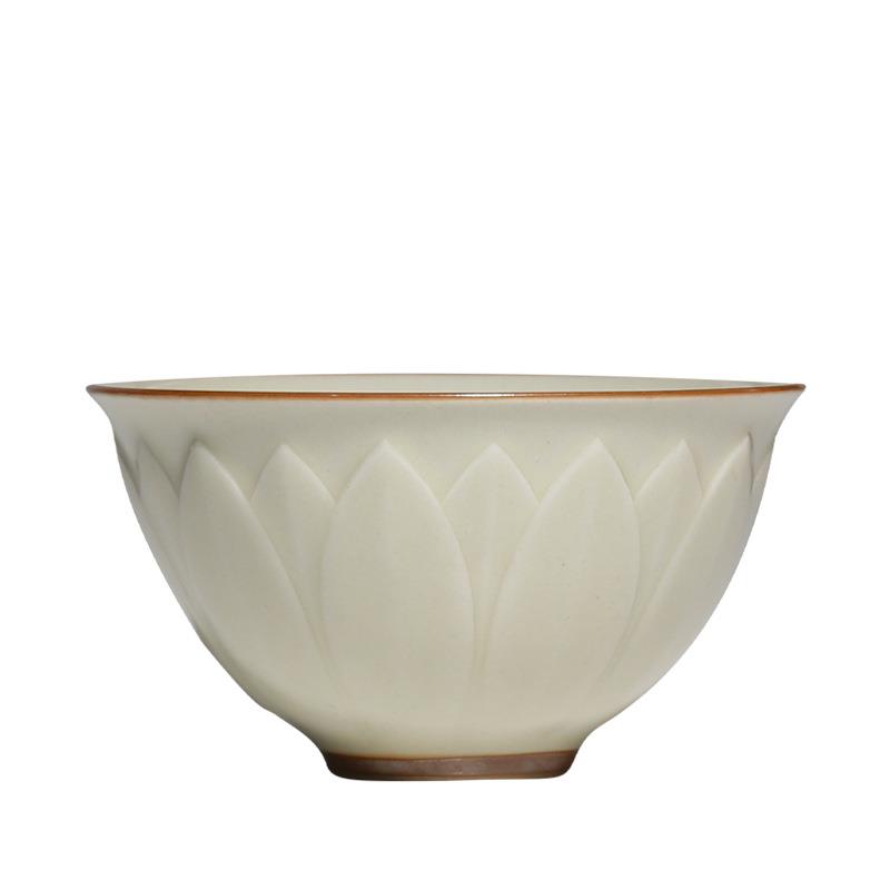 草TM666871木灰浮夫雕莲花主人杯功茶女具男单杯家复用茶杯古