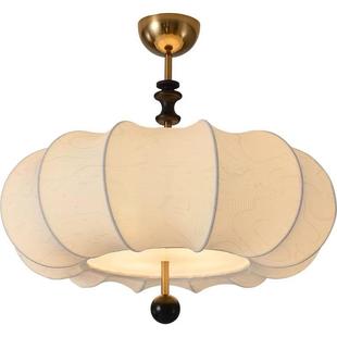 日式 中古侘寂南洋风印花布艺南瓜复古房间浪漫吸顶灯 主卧室灯法式