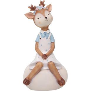 家居桌面装饰彩蛋俏皮小鹿卧室儿童房摆件创意花盆干花花瓶