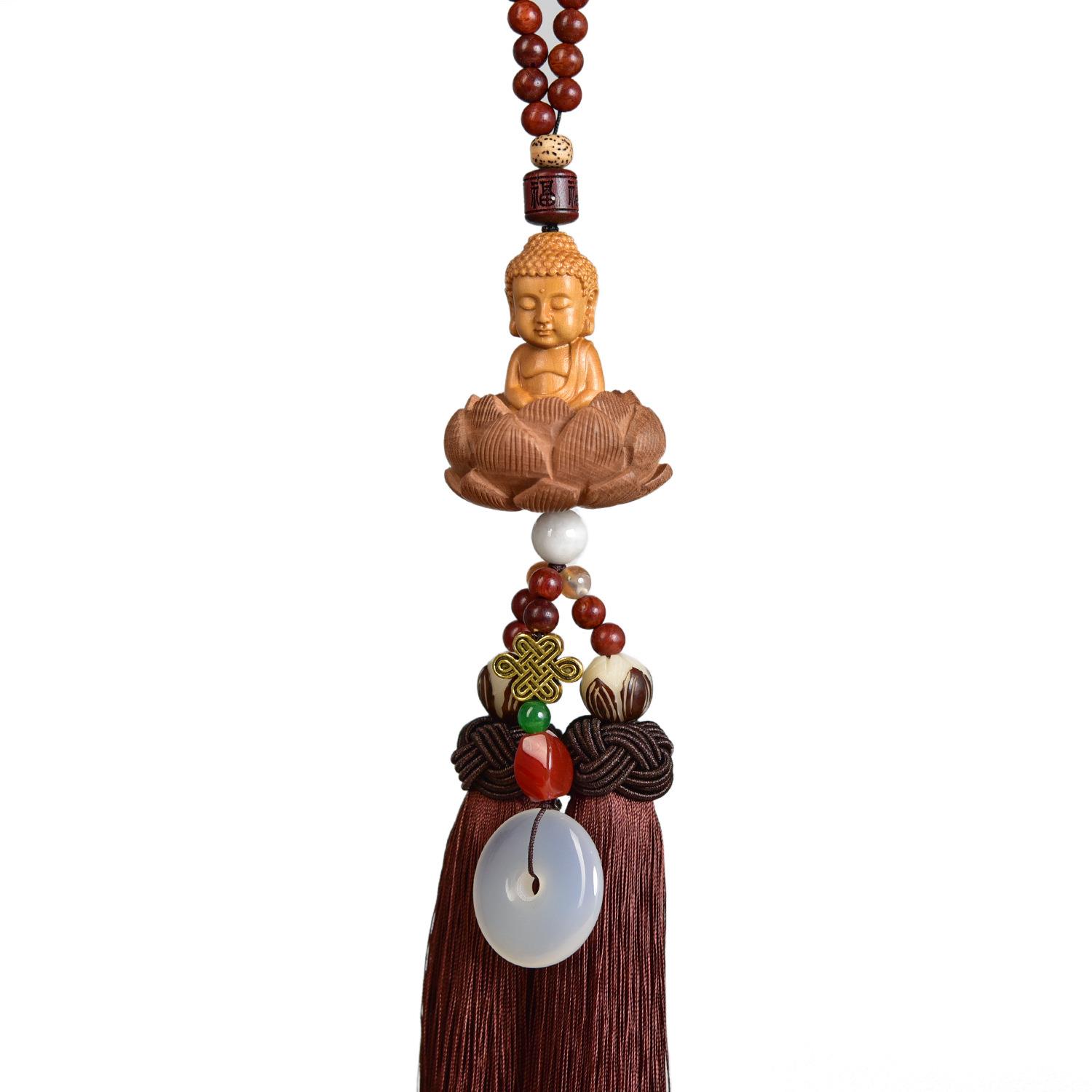 杨木如来佛桃木莲黄花观音汽车挂件车内挂657饰吊坠车挂GS005