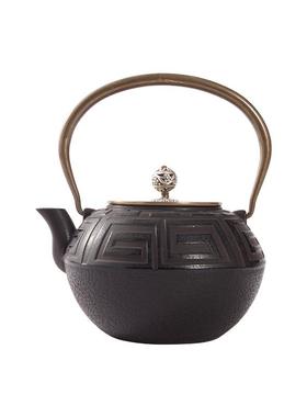 新中式茶室博古架茶壶茶具铁壶摆件售楼处样板间书房书柜软装饰品