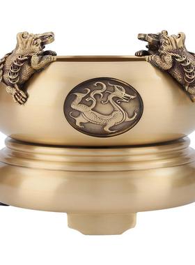 黄铜四神兽《四方来财》金蟾聚宝盆摆件家居办公前台礼品