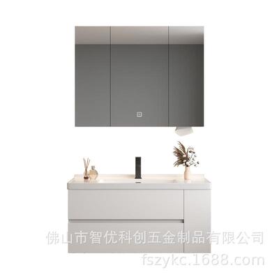 奶油风现代简约浴室柜陶瓷一体盆洗漱台组合柜收纳一体浴室主柜