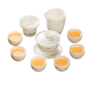 羊脂玉瓷旅行功夫茶具套装家用户外陶瓷茶壶盖碗茶杯茶盘便携式包