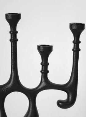 现代中古风法式多孔树脂烛台摆件复古创意样板间民宿餐厅软装搭配