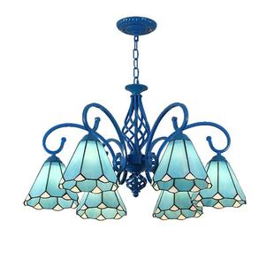 地中海风格 蓝色吊灯大气创意田园客厅餐厅卧室灯蒂凡尼灯饰灯具