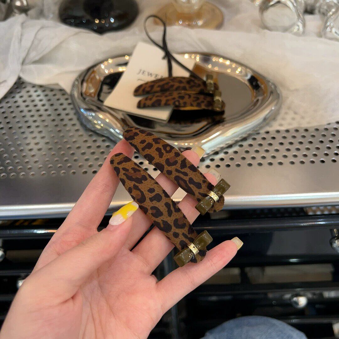 丝绒豹纹百搭刘海侧边掰掰夹