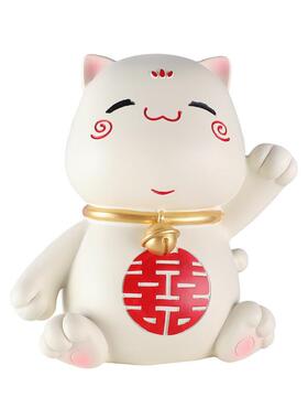 创意招财猫喜猫摆件新婚家居客厅装饰礼品送闺蜜新人结婚礼物