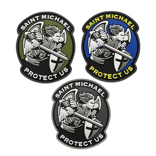 跨境现货Saint Michael Protect Us PVC橡胶战术滴胶贴魔术贴徽章