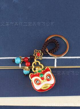 珐琅彩招财纳福滴油瑞兽醒狮隔珠diy吊坠手链项链饰品配件