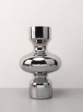 北欧极简玻璃灰色葫芦花器摆件样板房办公桌书房客厅家居工艺品