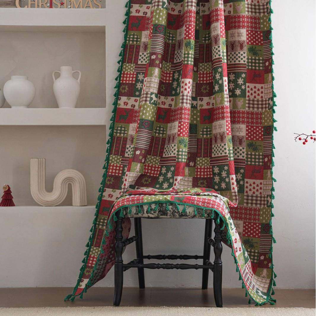 窗帘提花圣诞饼干人窗帘成品厨房帘飘窗半遮光工厂直供