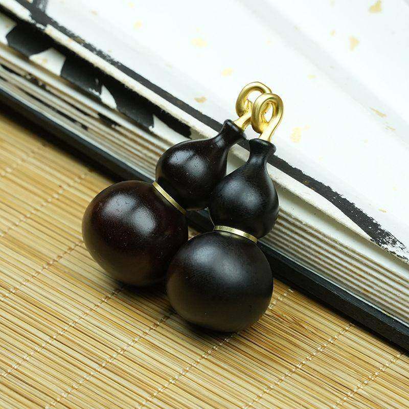 天然雷击天然玉化雷击枣木葫芦镶嵌银七星葫芦道家葫芦饰品摆件