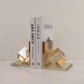 现代简约创意水晶书档琥珀色书挡样板间书房客厅家居软装 饰品摆件