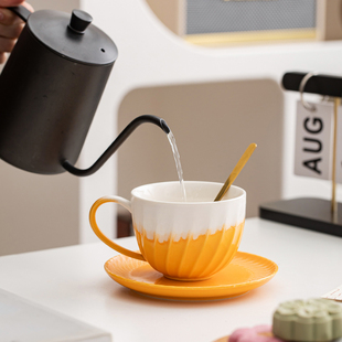 北欧风高级感陶瓷咖啡杯碟套装个人杯拉花马克杯子创意下午茶茶杯