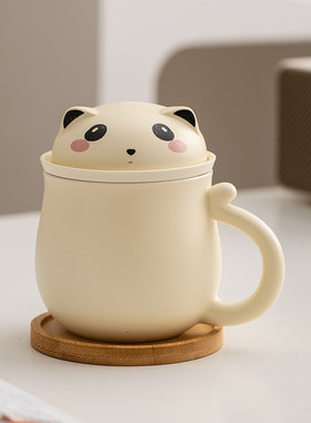 熊猫茶水分离杯萌猫造型马克杯