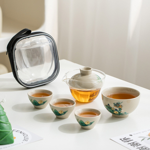 便携式 端午节礼品旅行茶具套装 快客杯收纳包户外露营玻璃泡茶壶
