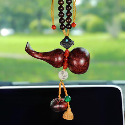 红檀木葫芦汽车挂件高档车载后视镜吊坠出入保平安符男女车内吊饰