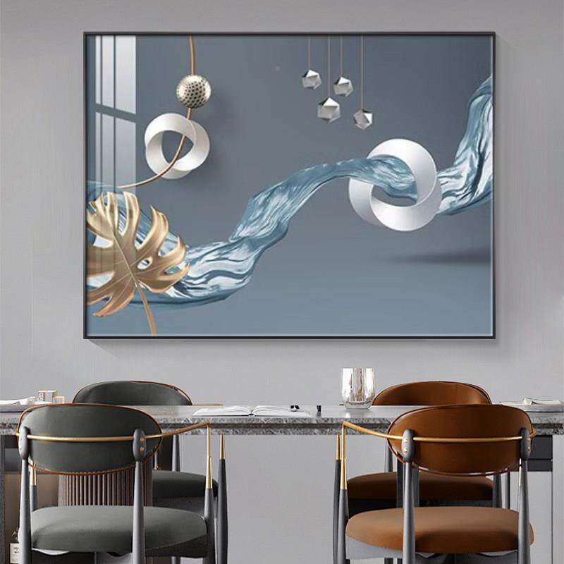 现饭代简轻约奢镶钻大横气餐厅厅装饰画优雅律动挂画JXD小幅幅壁