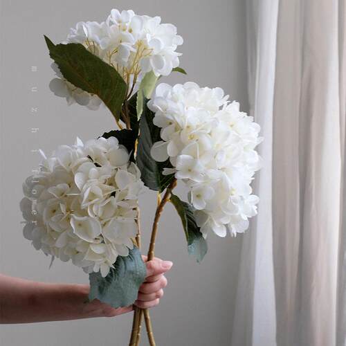 白色绣球真花花假仿轻插奢高端花艺花客NTX厅摆设绢花束装饰婚礼