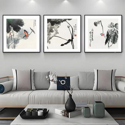 张大千兰花新中式餐厅画CGP装饰画茶室挂客厅墙壁画卧室床馆头宾