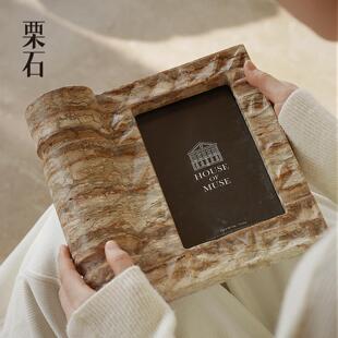 侘寂风天面石相框摆件家居装饰56999材桌工艺品中古轻奢蜡烛烛然