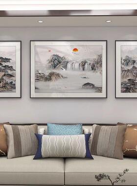 YH-1646山水画客装饰画新中式靠山景图三联画组厅合沙壁画禅意发