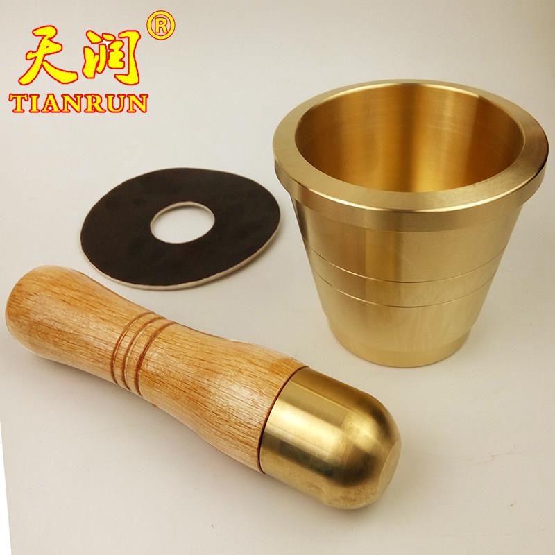 大中小纯OCQ铜实心式捣药盅钵蒜器广压泥缸石碾子铁臼罐捣碎器筒