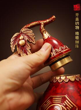 开 朱八卦黄铜葫福芦禄开 口SFG盖空心四神兽雀玄武青龙白虎玄关
