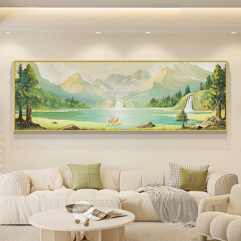 包安装日金山客厅装饰画原风沙背景照木KLP墙挂画聚宝盆发山水壁