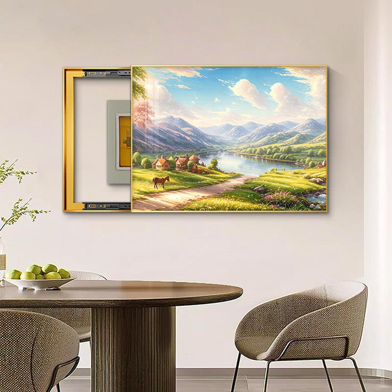 电表生箱装饰箱画2QWL2763026新款山水流水财风景画配电遮盒挂画