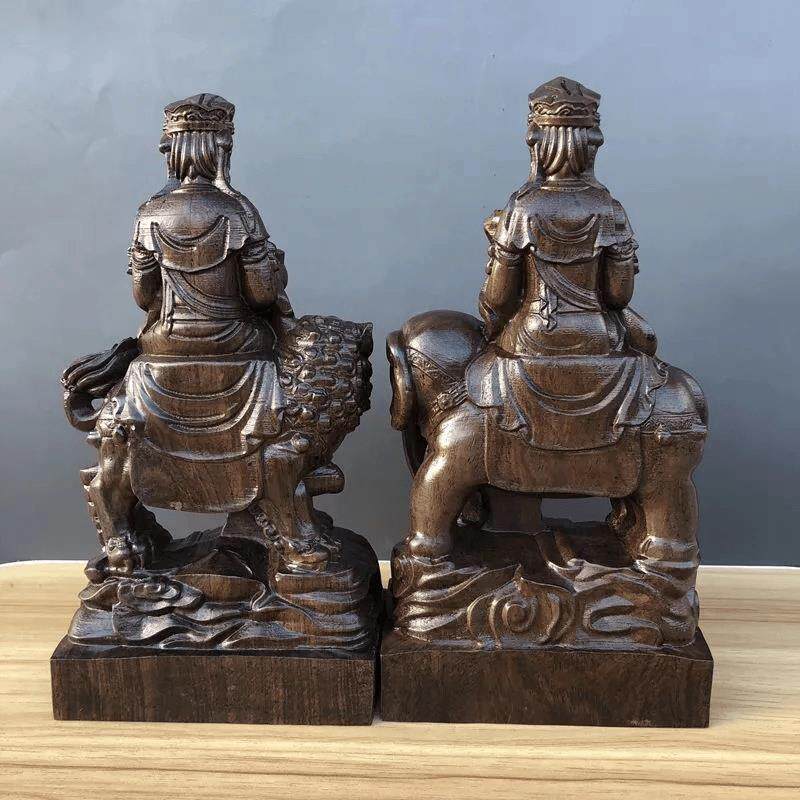 越南沉佛香木雕HQA神文殊普菩萨佛像摆件家用供奉本命佛客厅堂贤