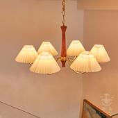 日复古北欧客厅吊式 灯桃木全褶铜胡卧室书房餐厅大气网IBS红百灯