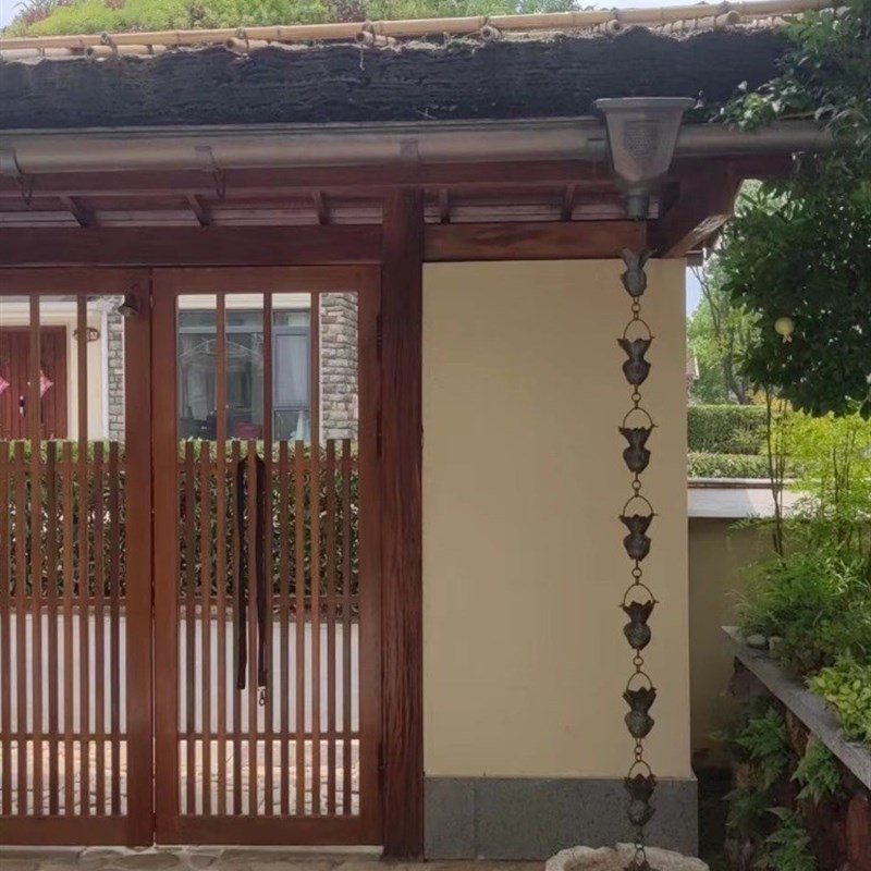 雨链屋檐排水管导水落水链紫铜别墅庭院园林酒店民宿中式年年有余
