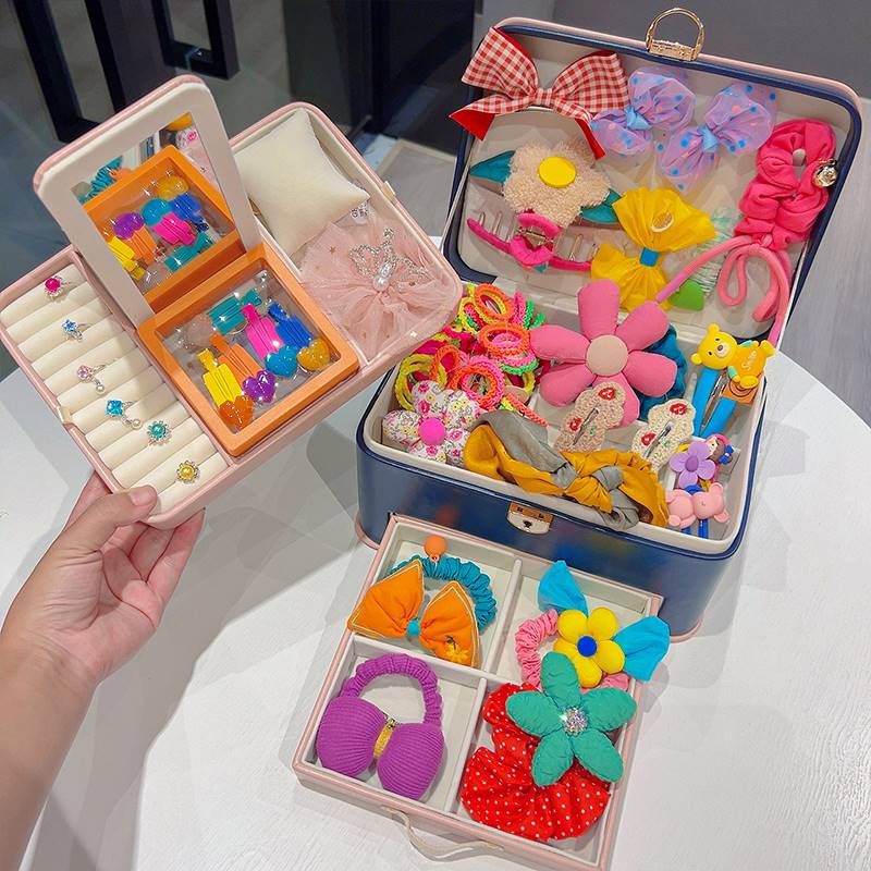 韩版高端儿童发饰套装礼盒小公主首饰盒女童头绳发夹头饰生日礼物