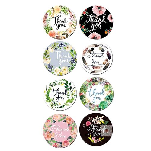 极速500pcs flower Thank You stickers seal labels roll statio