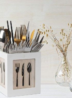 Wooden Utensils Holder Cutlery Kitchen Flatware Cutlery