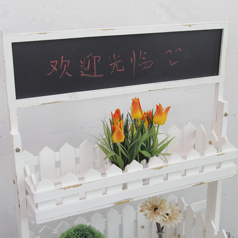 1田园木质多层花架 多肉欧式花园阳台杂货架收纳架乡村园艺庭院