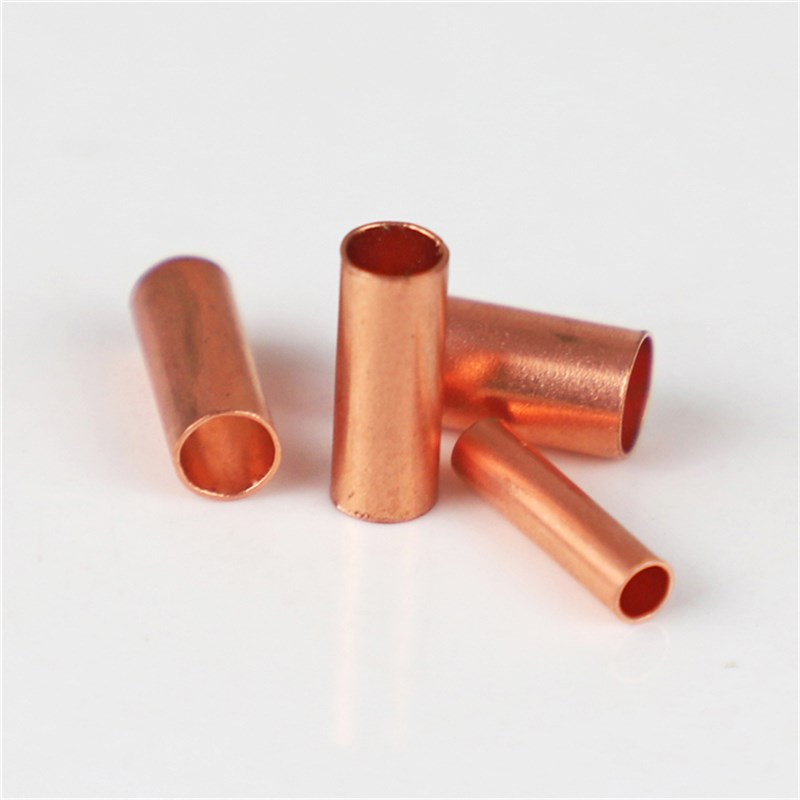 长12mm紫铜连接管中间接头电线对接小铜管通孔接线压线管冷压端子