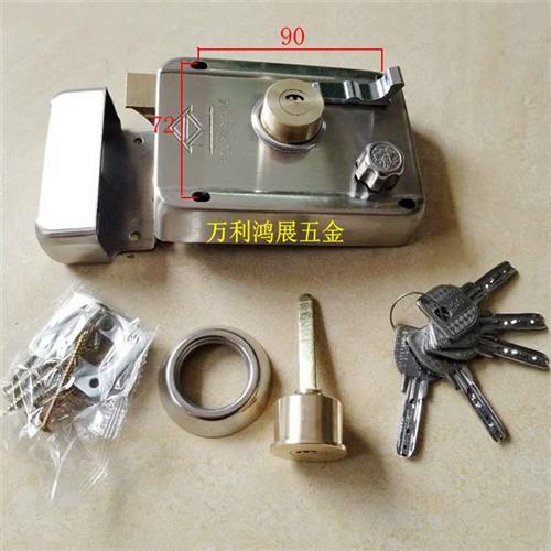 304/201不锈钢大门锁房门外装门锁老式防盗门锁钢木门铁门锁具