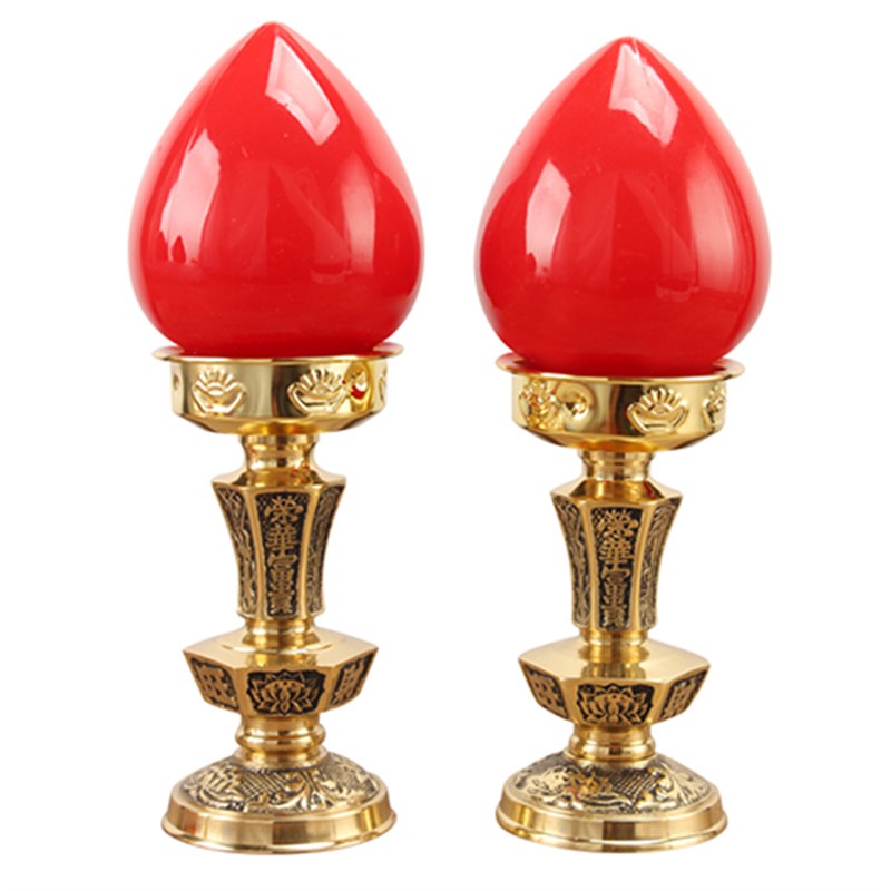 纯铜财神波灯插电佛灯电蜡烛灯长明灯供奉关公佛前家用招财灯贡灯