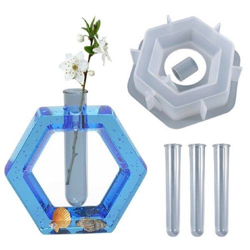 Vase Resin Mold Kit Hexagonal / Heart Planter Mould DIY Hand