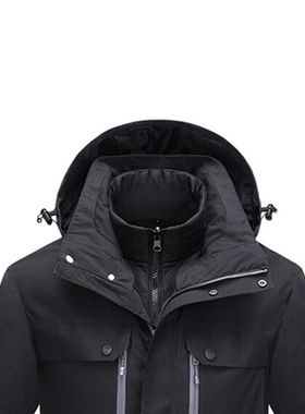 理联LN-CFY03BK三合一保暖羽绒冲锋衣男款-黑色4XL