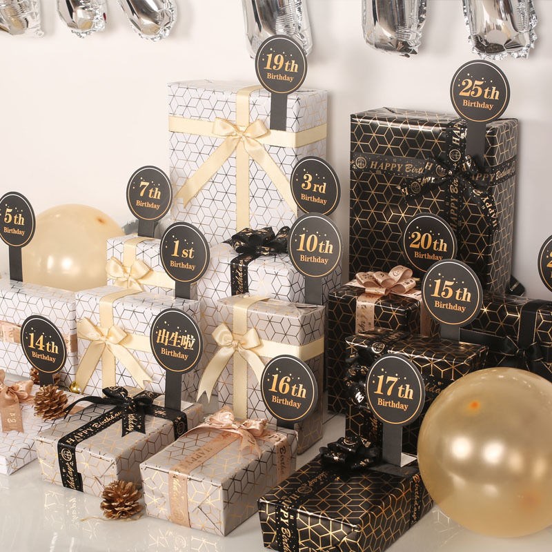 1到18岁礼物盒套装1岁到30岁25岁26岁一十八28生日牌岁数卡带年龄