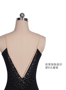 厂家芭蕾舞练功服艺考体操服女成人芭蕾舞蹈O黑色吊带连体形体服