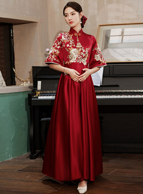 好货中式旗袍孕妇敬酒服新娘胖mm礼服女夏天结婚订婚连衣裙大码遮