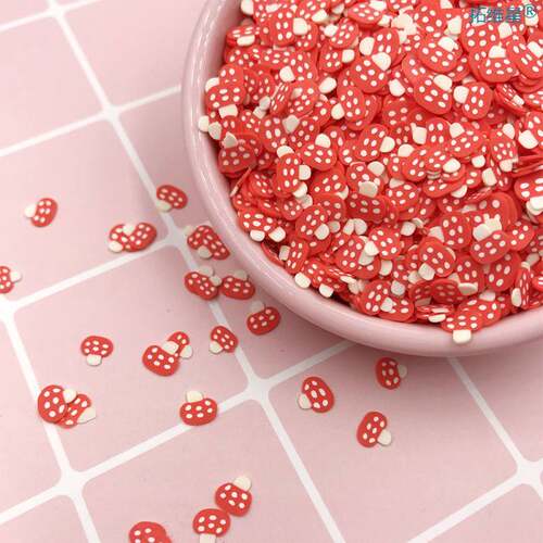 好货50g/lot 5mm Cute Mushroom Slice Soft Clay Sprinkles for
