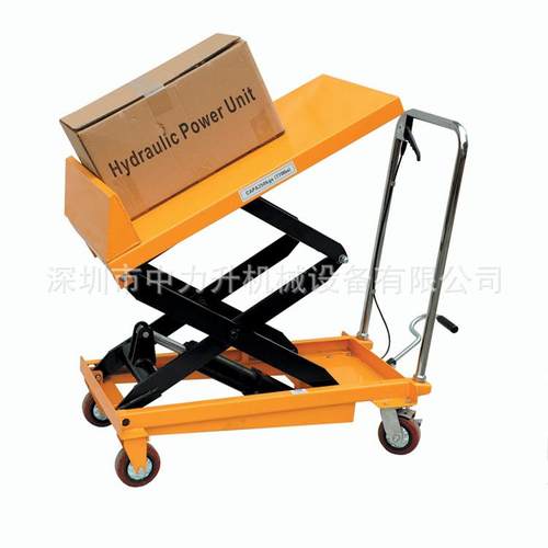 移动式倾斜手动平台车手推液压卸货台倾斜液压升降车