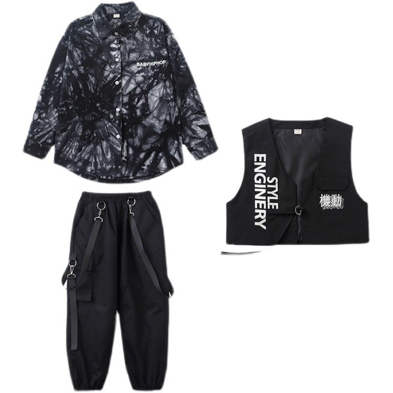 男童架子鼓女童嘻哈表演服套装少儿hiphop潮服儿童街舞演出服潮牌