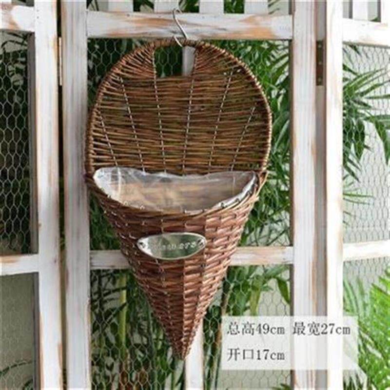 极速新品挂钩绿墙上装饰花盆萝壁vw挂壁挂挂吊篮花R盆编花篮壁竹